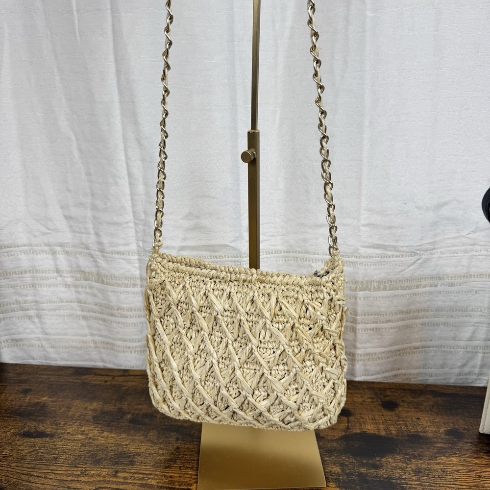 Vintage 33 East Hand Made Korea Woven Straw Raffia Clutch Shoulder Bag Chain